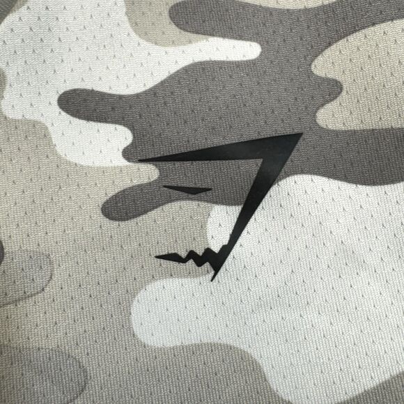 Gymshark Shirt Mens Large Gray Camo Performance Athletic Mesh Training A2A1J - Picture 2 of 9